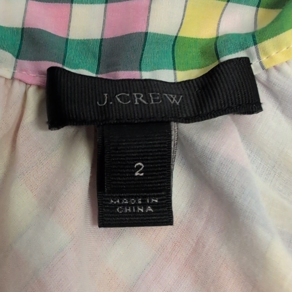 J Crew Woman's Gingham Tie Neck Cotton Sleeveless Shift Mini Dress Rainbow 2 - Picture 9 of 10